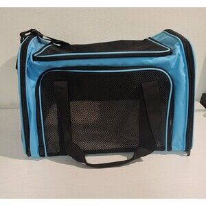 Travel Pet Carrier for Cat ,Dog BLUE N BLACK 25 pounds/ LARGE NEW OPEN BOX